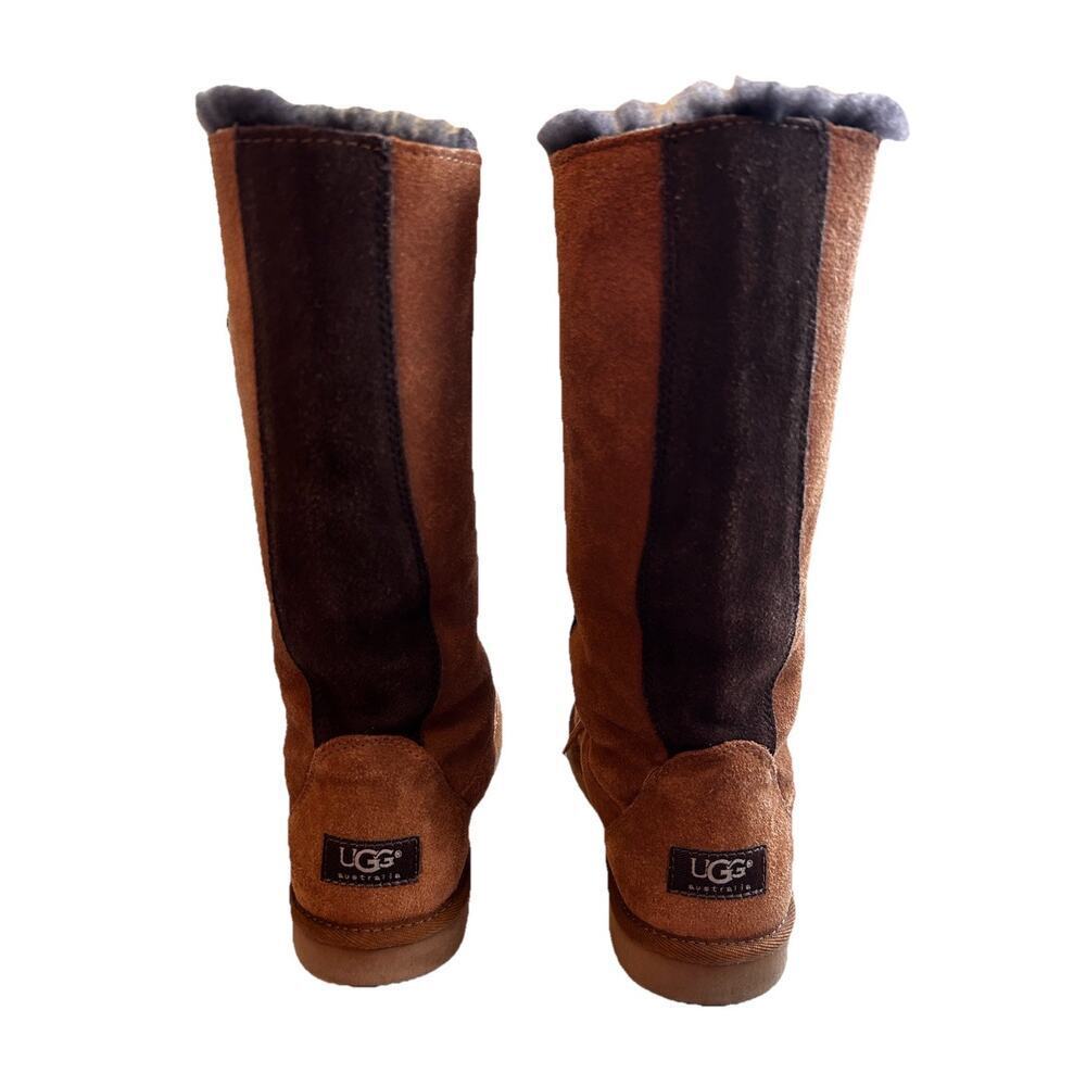 UGG Whitley Moccasin Tie Chestnut Brown Tall Suede Leather Boots Sz. 7 S/N 5230 - Picture 8 of 13